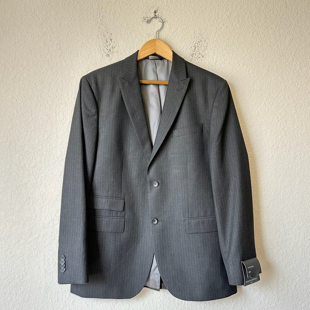 BANANA REPUBLIC Blazer Gray Pinstripe Two Button Suit Jacket Preppy NWT
